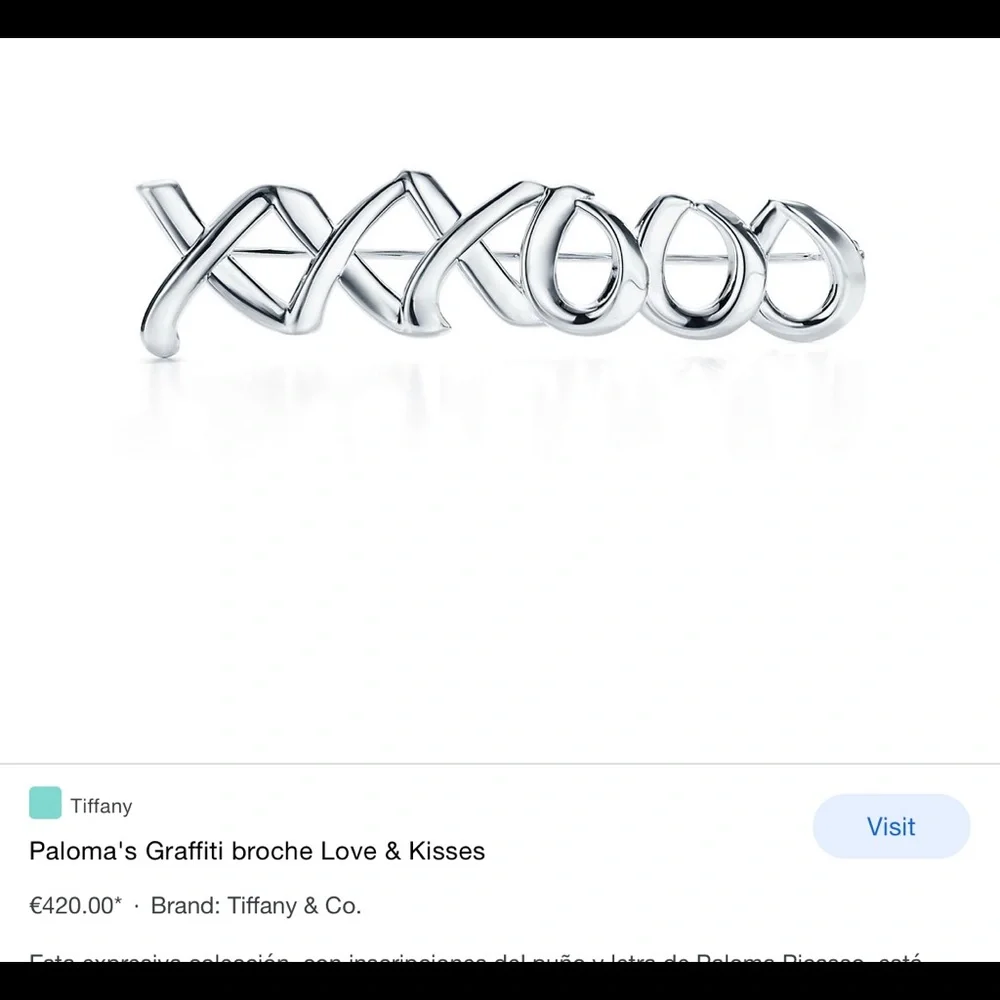 Retired Tiffany& Co. Paloma Picasso XO pin/Brooch/Large - Picture 3 of 8